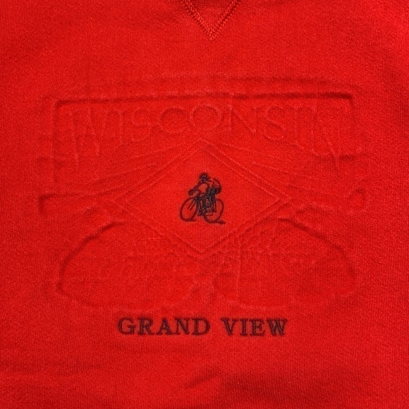 Vintage SANTEE HVYWT Grand View Wisconsin Red Crew Sweatshirt XL - Picture 3 of 6